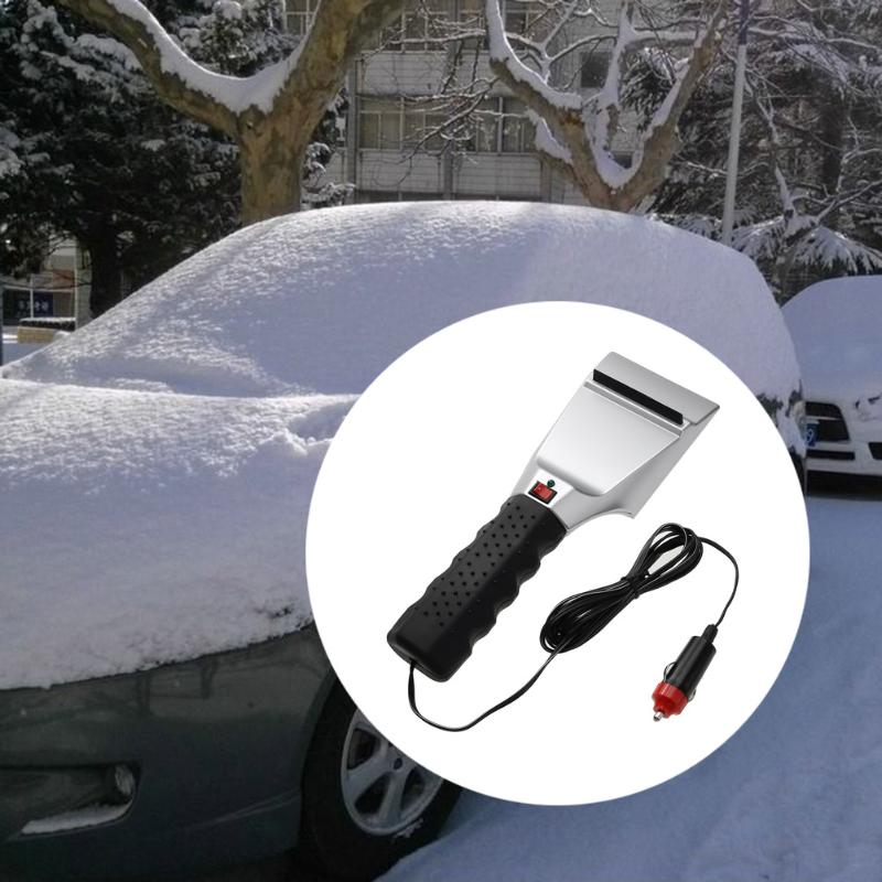 Heatable snow removal shovel for vehicle